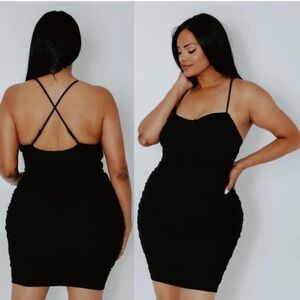 Klassy Network rouched black dress size L